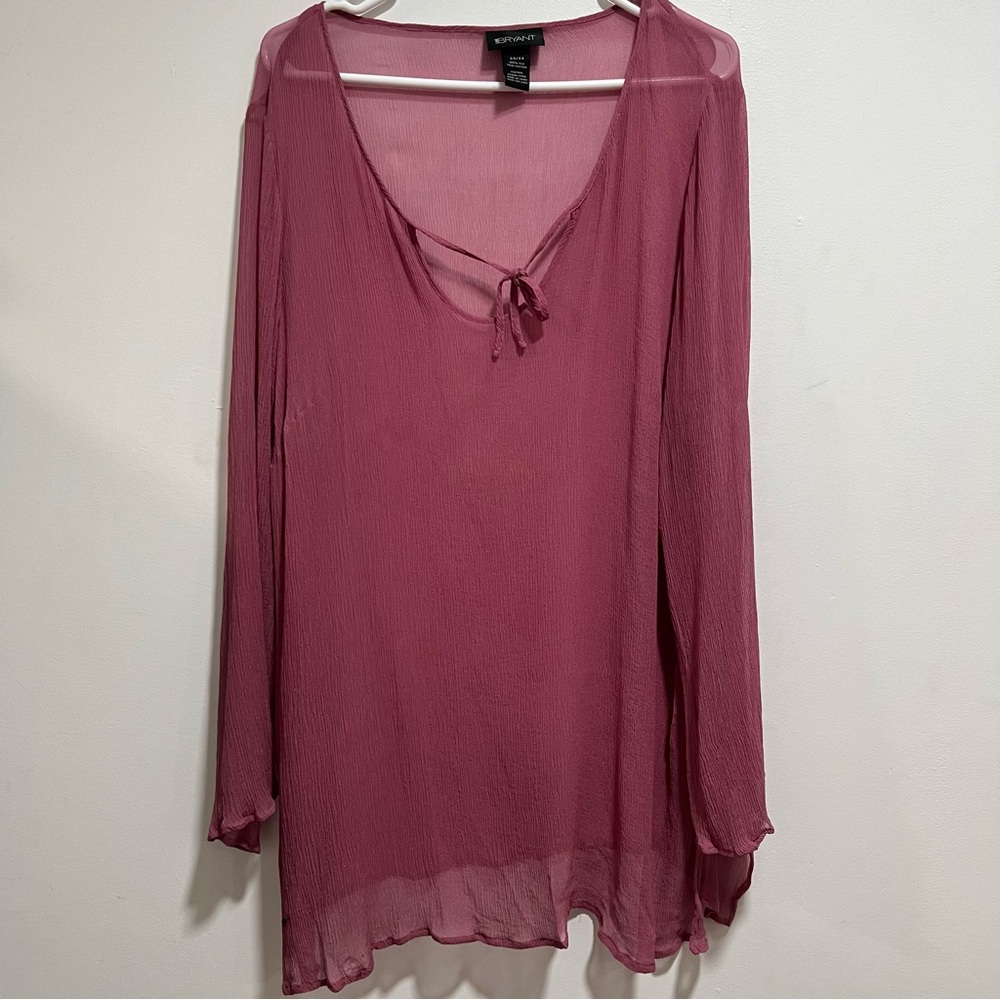 Lane Bryant Pink Blouse 100% Silk Size 22/24